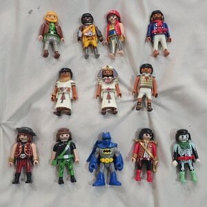 Lot of 12 Vintage Playmobil Toy Figures - Pirates, Batman, Egyptian Pharoah